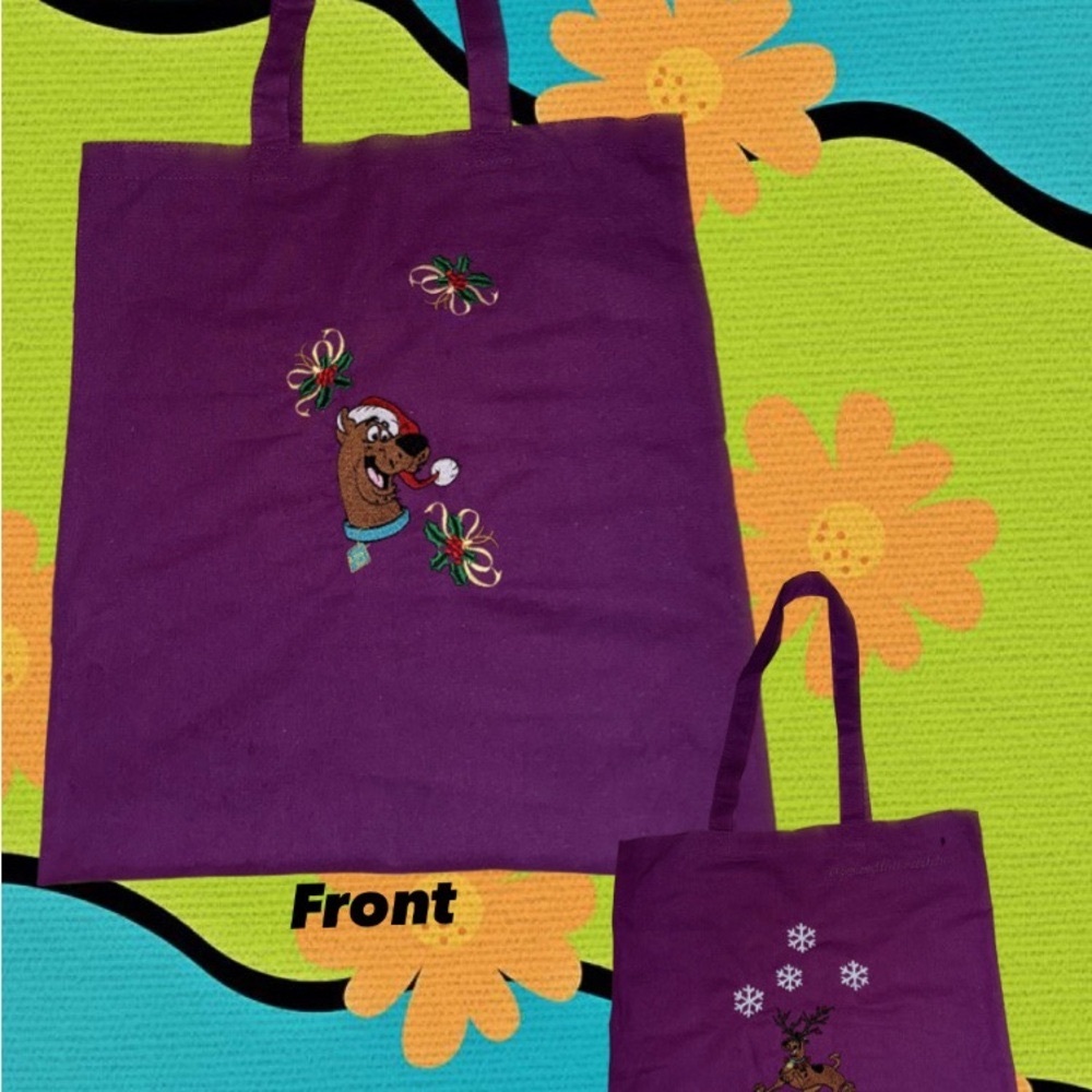 Purple Tote Bag with Scooby Embroidered Design
